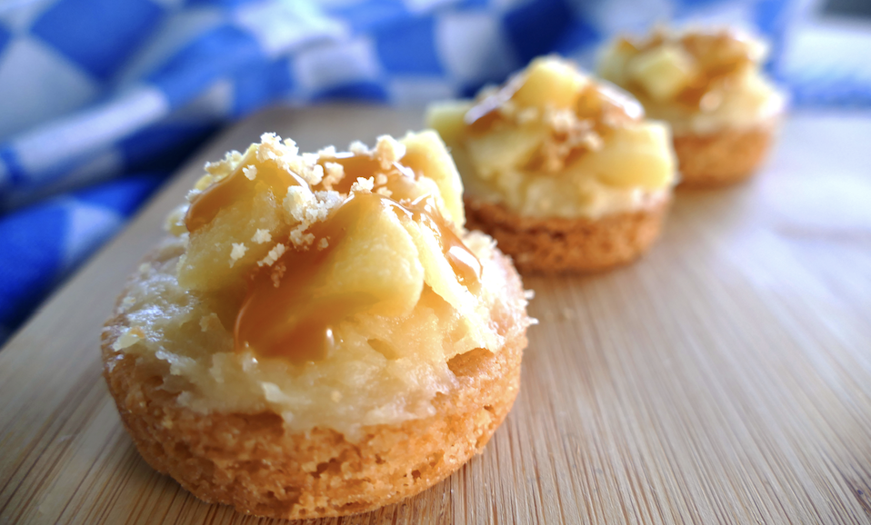 Palet aux pommes, crème vanille et caramel