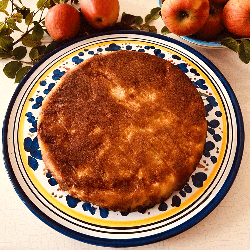 Gâteau aux pommes et crème de caramel au beurre salé